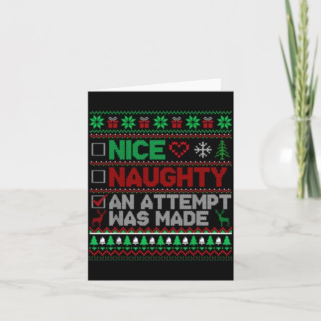 Carte Nice Naughty An Attempt Was Made Christmas List Sa (Devant)