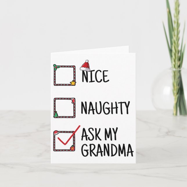 Carte Nice Naughty Demandez à ma grand-mère Funny Christ (Devant)