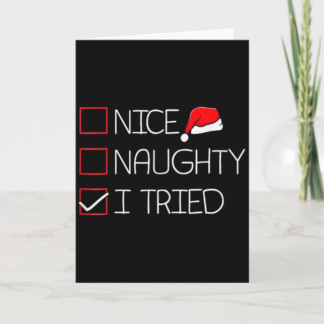 Carte Nice Naughty I Tried Funny Christmas Family Pajama (Devant)