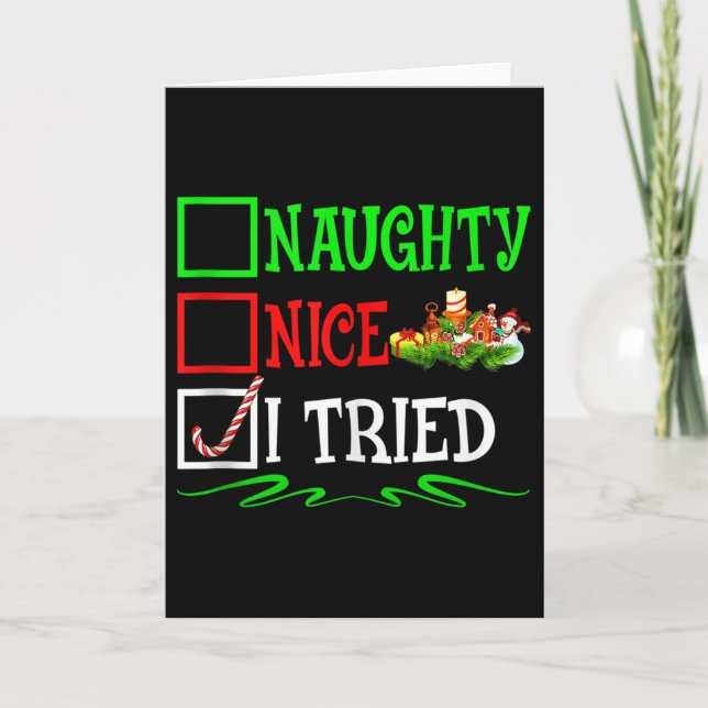 Carte Nice Naughty I Tried Santa Christmas List Tank Top (Devant)