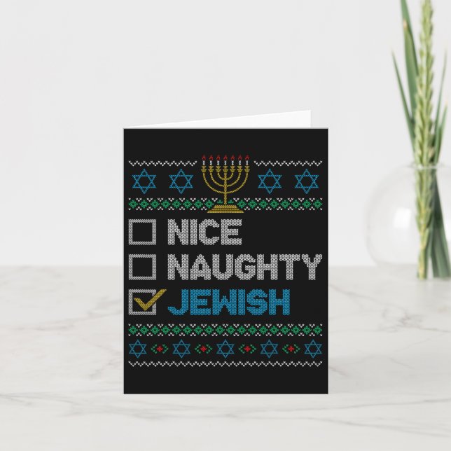 Carte Nice Naughty Juif Laid Noël Sweater Funny H (Devant)