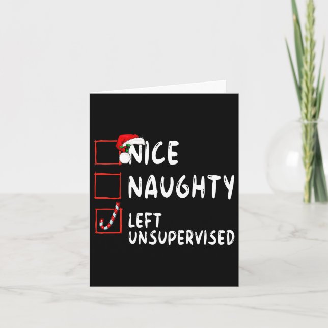 Carte Nice Naughty Laissé Sans Surveillance Noël Père No (Devant)