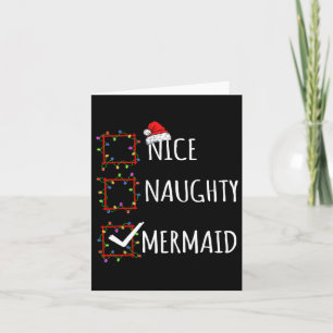 Carte Nice Naughty Mermaid Liste de Noël Santa Claus Fu