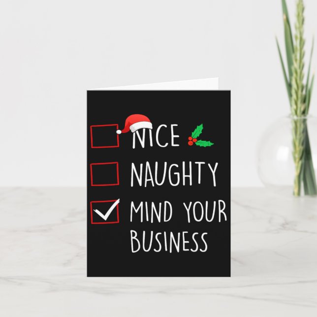 Carte Nice Naughty Mind Votre Entreprise Noël Famille M (Devant)