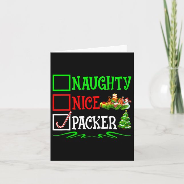 Carte Nice Naughty Packer Père Noël Liste de Noël (Devant)