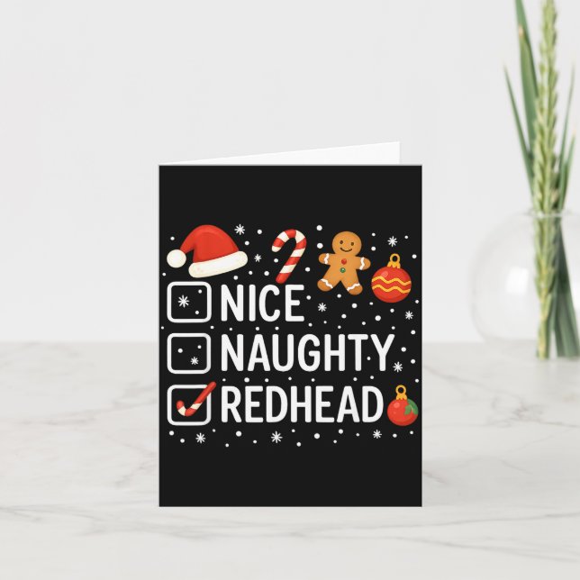 Carte Nice Naughty Redhead Funny Christmas Quote  (Devant)