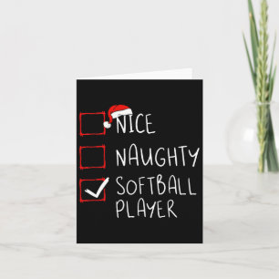 Carte Nice Naughty Softball Player Liste de Noël Père No