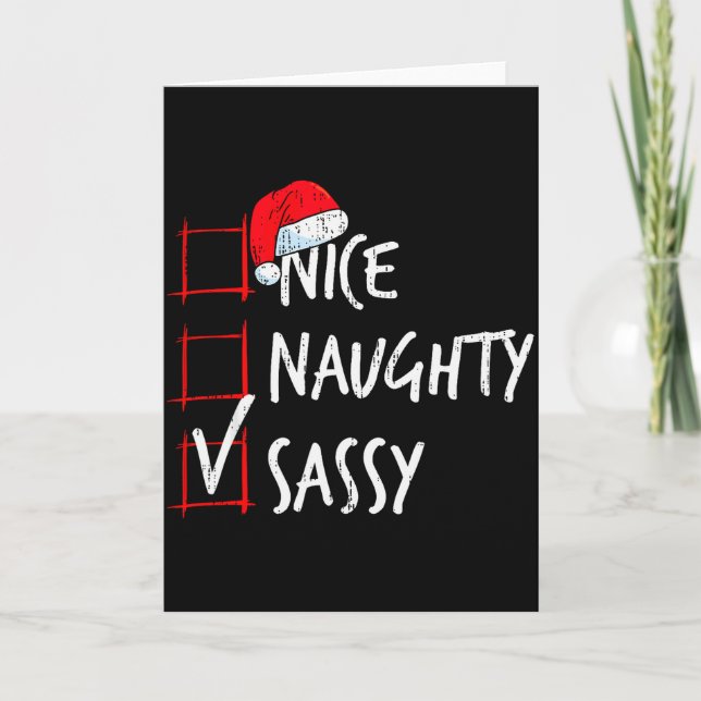 Carte Nice Naughty Sy Christmas List Santa Costume Xmas  (Devant)