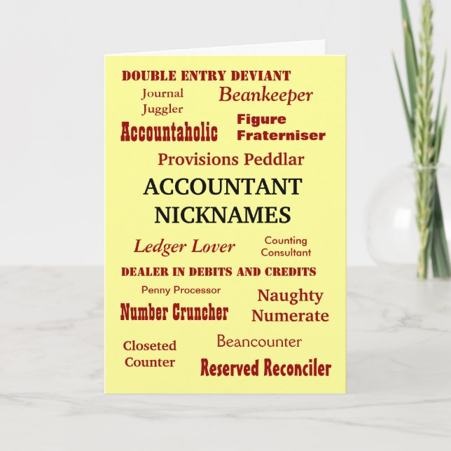 Carte NICKNAMES COMPTABLE Funny Cruel Anniversaire (Devant)