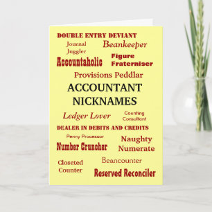 Carte NICKNAMES COMPTABLE Funny Cruel Anniversaire