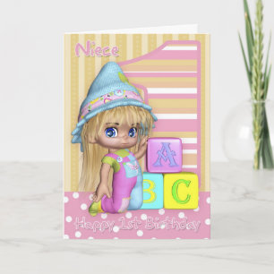 Carte nièce 1er Anniversaire Avec Petite Fille Mig