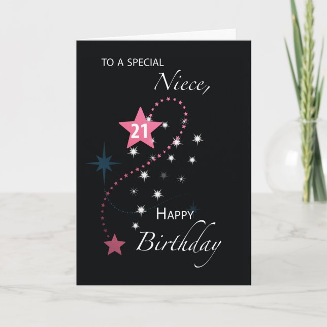 Carte Niece 21st Birthday Star Inspational Pink (Devant)