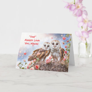 Carte Niece Cute Owls Happy Valentines Day
