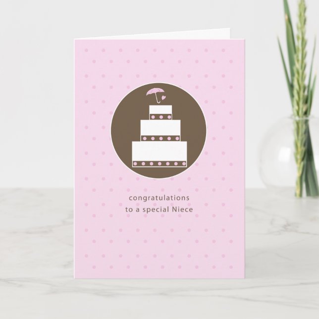 Carte Niece, Fête des mariées Cake Félicitations (Devant)