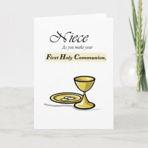 Carte Niece First Communion Gold Chalice, Paten