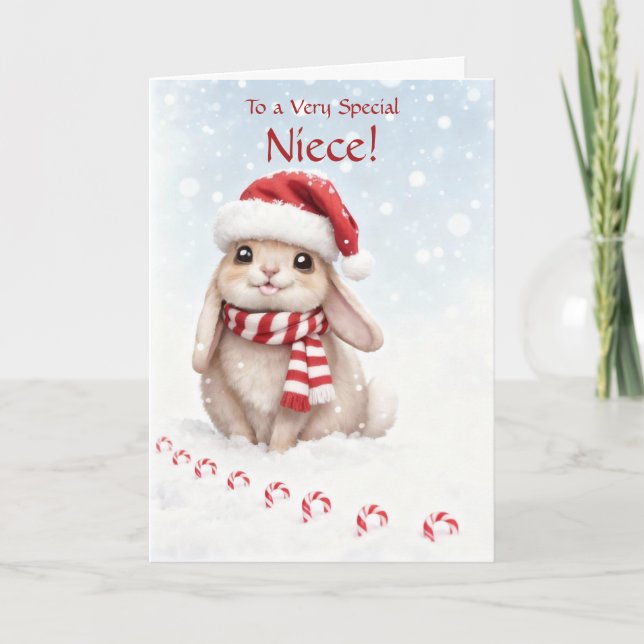 Carte Niece Holiday Cute and Fun Christmas Bunny  (Devant)