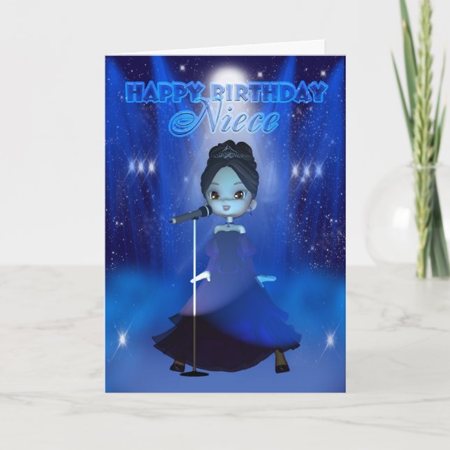 Carte Niece Joyeux Anniversaire chantant Deva Cute Card (Devant)