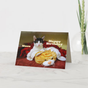 Carte Niece Joyeux Kitten d'anniversaire avec Tiger de J