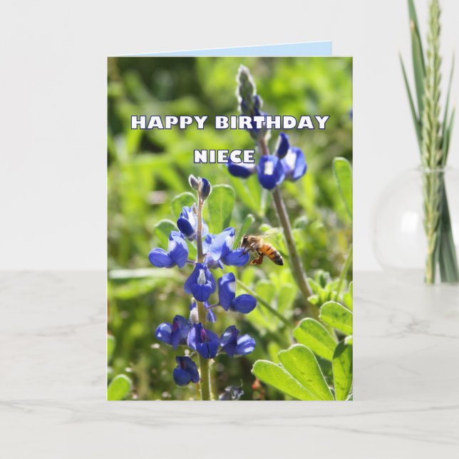 Carte Niece Texas Bluebonnet Joyeux anniversaire (Devant)