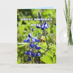 Carte Niece Texas Bluebonnet Joyeux anniversaire