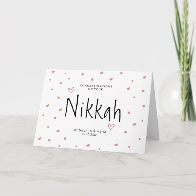 Carte Nikah Hearts Mariage islamique Dua Félicitations (Devant)