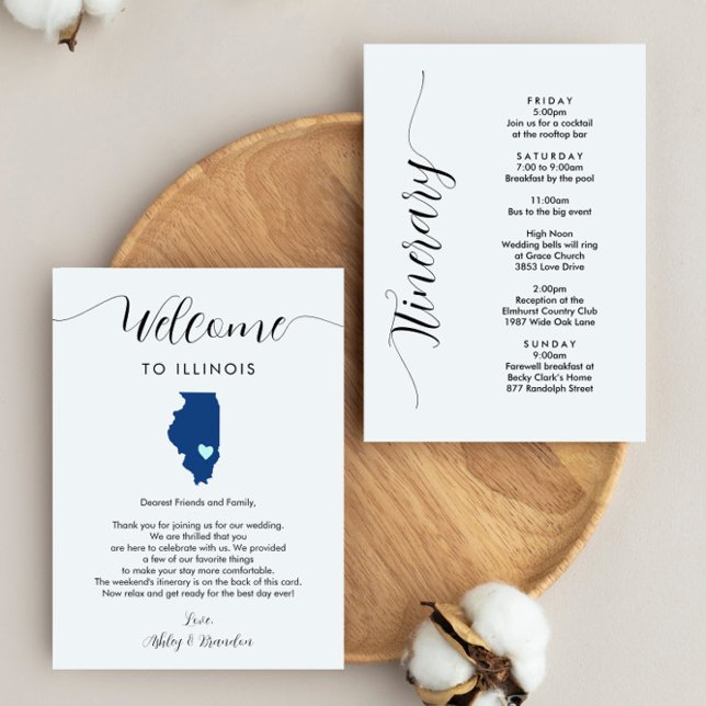 Carte N'importe quelle couleur Illinois Mariage Bienvenu (Créateur téléchargé)