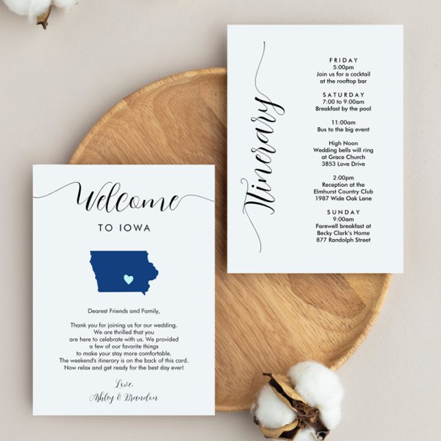 Carte N'importe quelle couleur Iowa Mariage Bienvenue Re (Créateur téléchargé)