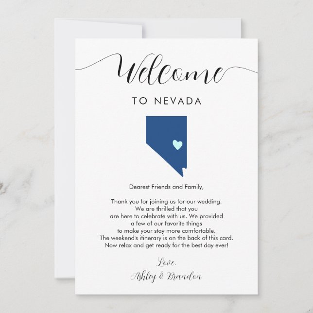 Carte N'importe quelle couleur Nevada Mariage Bienvenue  (Devant)