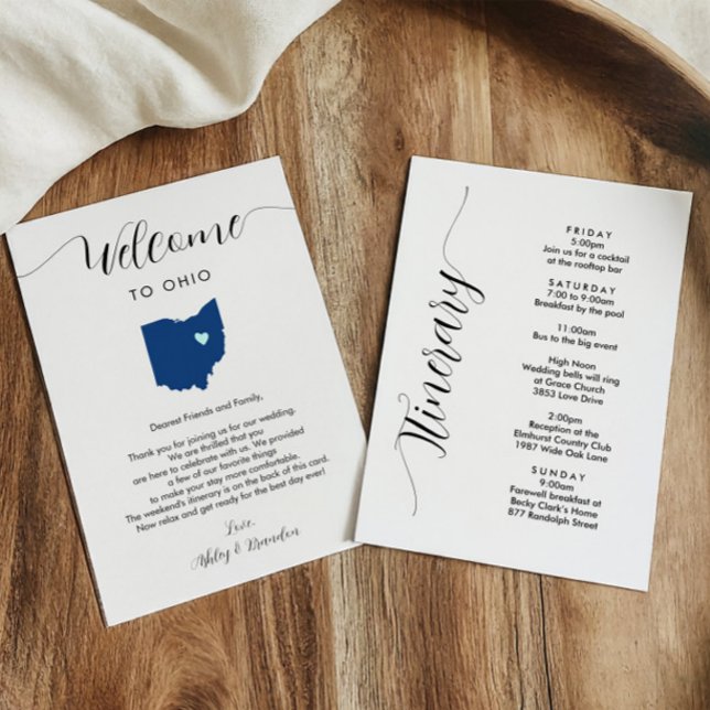 Carte N'importe quelle couleur Ohio Mariage Bienvenue Le (Créateur téléchargé)
