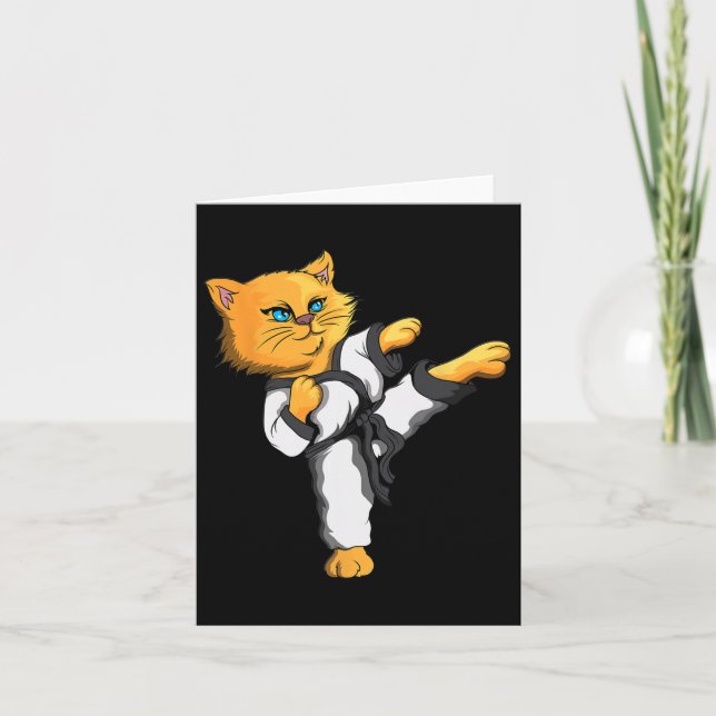 Carte Ninja Cat Karate Martial Arts Taekwondo Chat Propr (Devant)