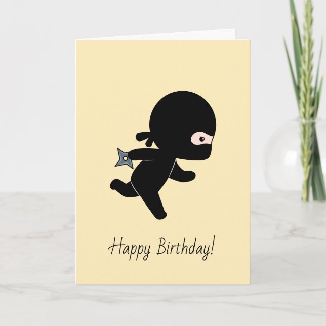 Carte Ninja minuscule à l'anniversaire jaune (Devant)