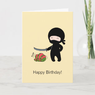 Carte Ninja minuscule coupe de pastèque Jaune Anniversai