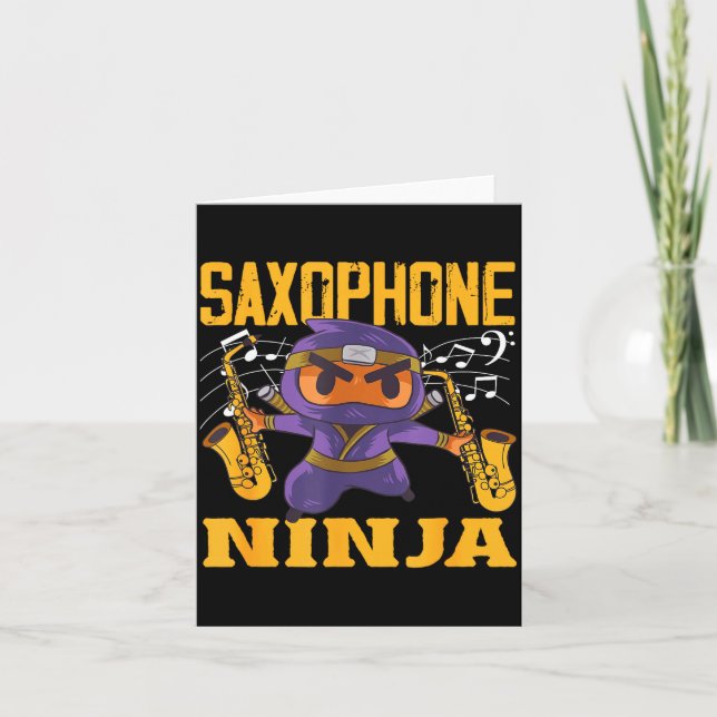 Carte Ninja Saxophonist Saxophone Tee (Devant)