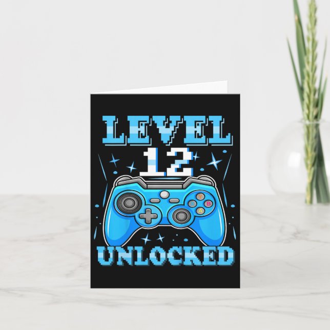 Carte Niveau 12 Gamer déverrouillé 12e Anniversaire Vidé (Devant)