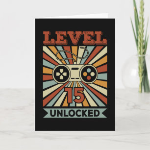 Carte Niveau 15 Jeu vidéo déverrouillé Anniversaire