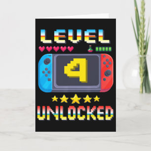 Carte Niveau 4 Débloqué Chemise d'anniversaire 4 ans Jeu