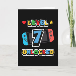 Carte Niveau 7 Débloqué 7e Anniversaire Enfants Jeu Vidé