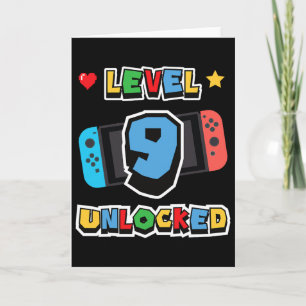 Carte Niveau 9 Débloqué Anniversaire 9 ans Jeu Vidéo Enf