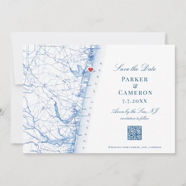 Carte NJ Avon-by-the-Sea Elegant Navy Blue QR (Devant)