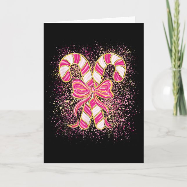 Carte Nk Christmas Candy Cane Preppy Coquette Xmas Bow G (Devant)
