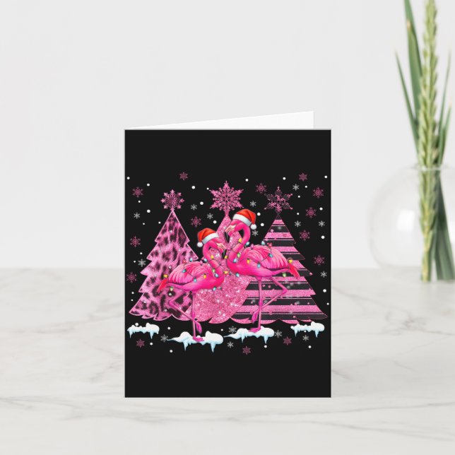 Carte Nk Flamingo Santa Hat Leopard Christmas Tree Xmas  (Devant)
