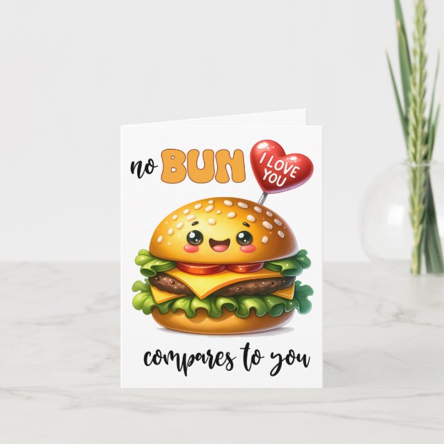 Carte No Bun compare Hamburger Valentine's Day Card (Devant)
