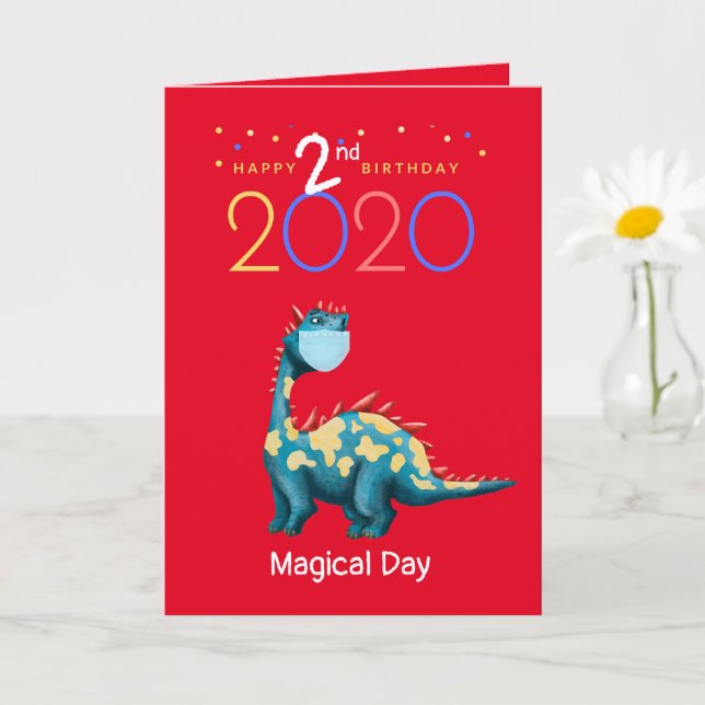 Carte No Fear DRAGON in Facemask Anniversaire de enfant (Petite plante)