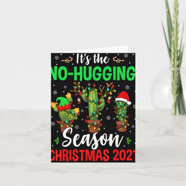Carte No Hugging Season Xmas 2021 Elf Reindeer Santa Ca  (Devant)