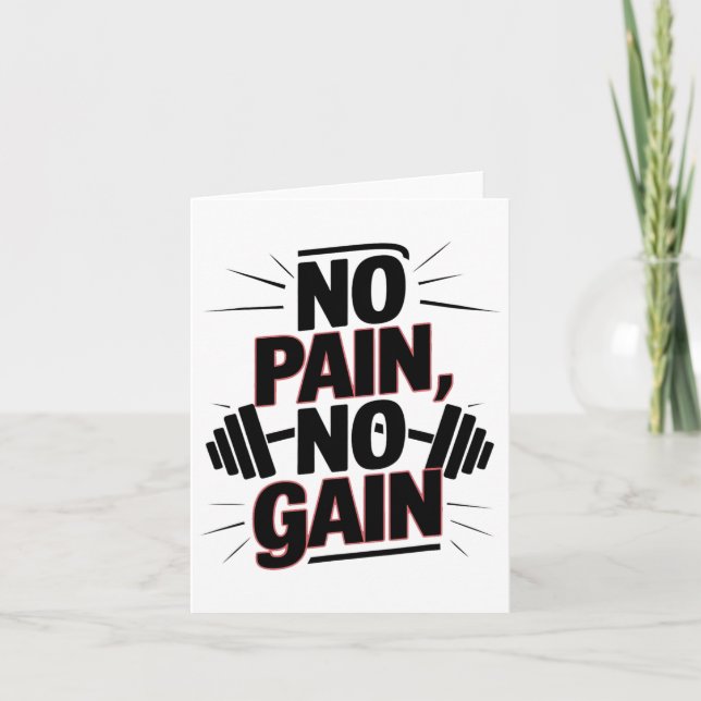 Carte No Pain No Gain Gym Motivation Bodybuilding Citati (Devant)