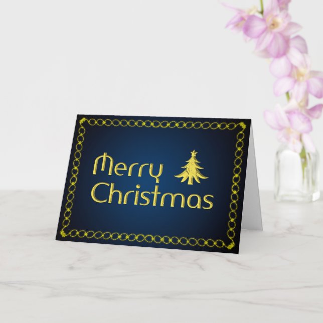 Carte Noble Joyeux Noël avec arbre de Noël doré C (Orchidée)