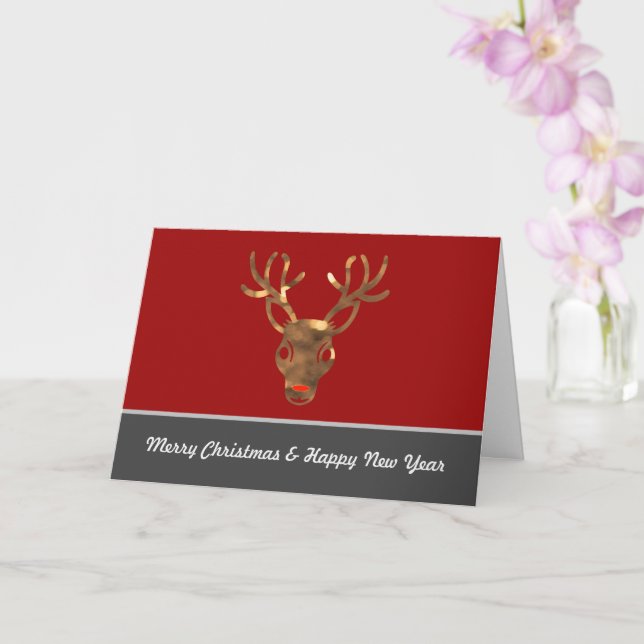 Carte Noble Joyeux Noël avec rennes de nez rouge ! (Orchidée)