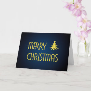 Carte Noble Joyeux Noël avec sapin de Noël doré