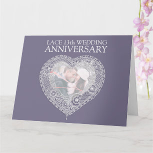Carte Noces de dentelle 13e anniversaire de mariage surd