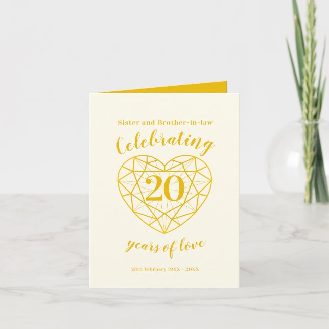 Carte Noces de diamant doré 20 ans (Devant)